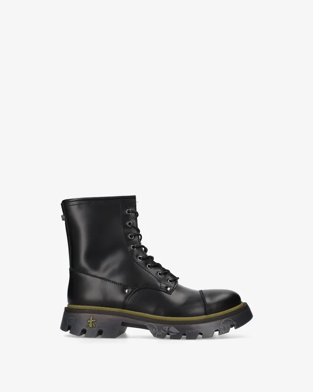 premiata-clapham-519-herren-combat-boot-glattleder-schwarz image 1