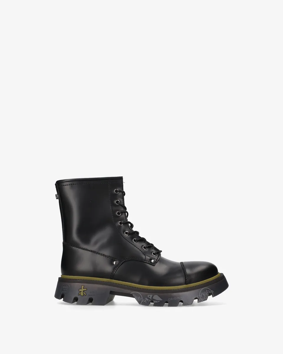 premiata-clapham-519-herren-combat-boot-glattleder-schwarz image 1