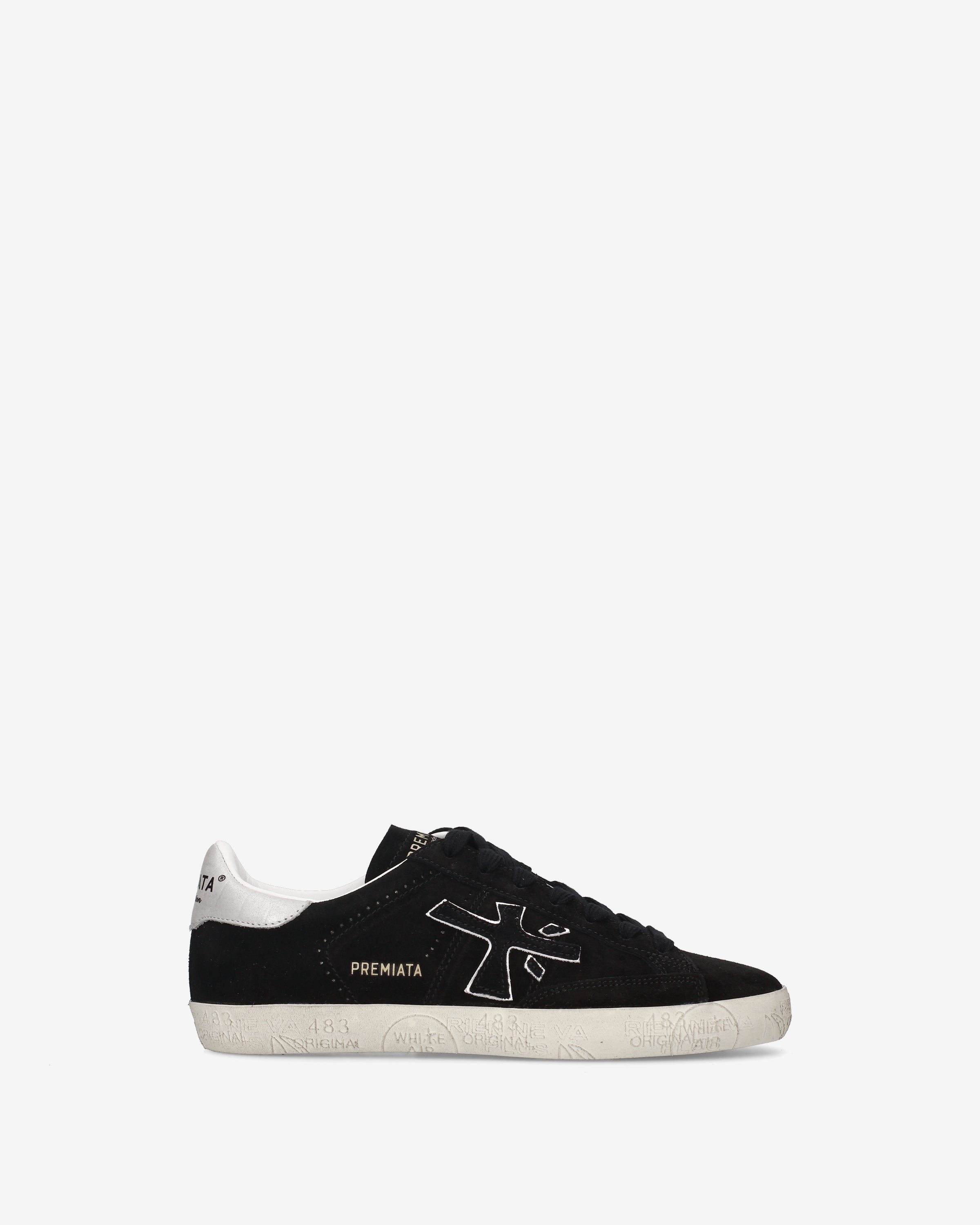 premiata-stevend-8487-damen-sneaker-schwarz-wei-suede-mit-kontrast-details image 1