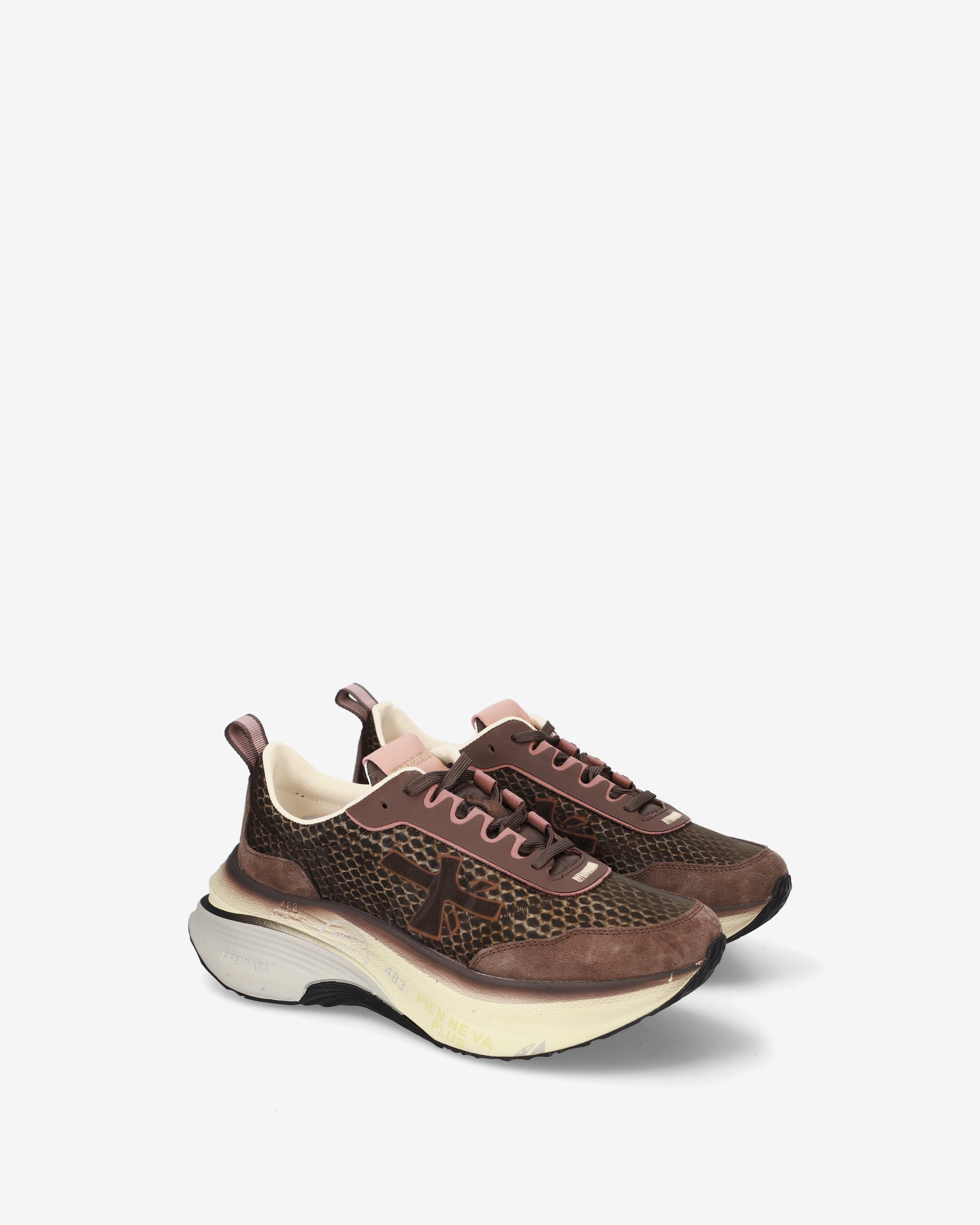 premiata-hill-8547-sneaker-damen-braun-reptil-maxi-sohle image 2