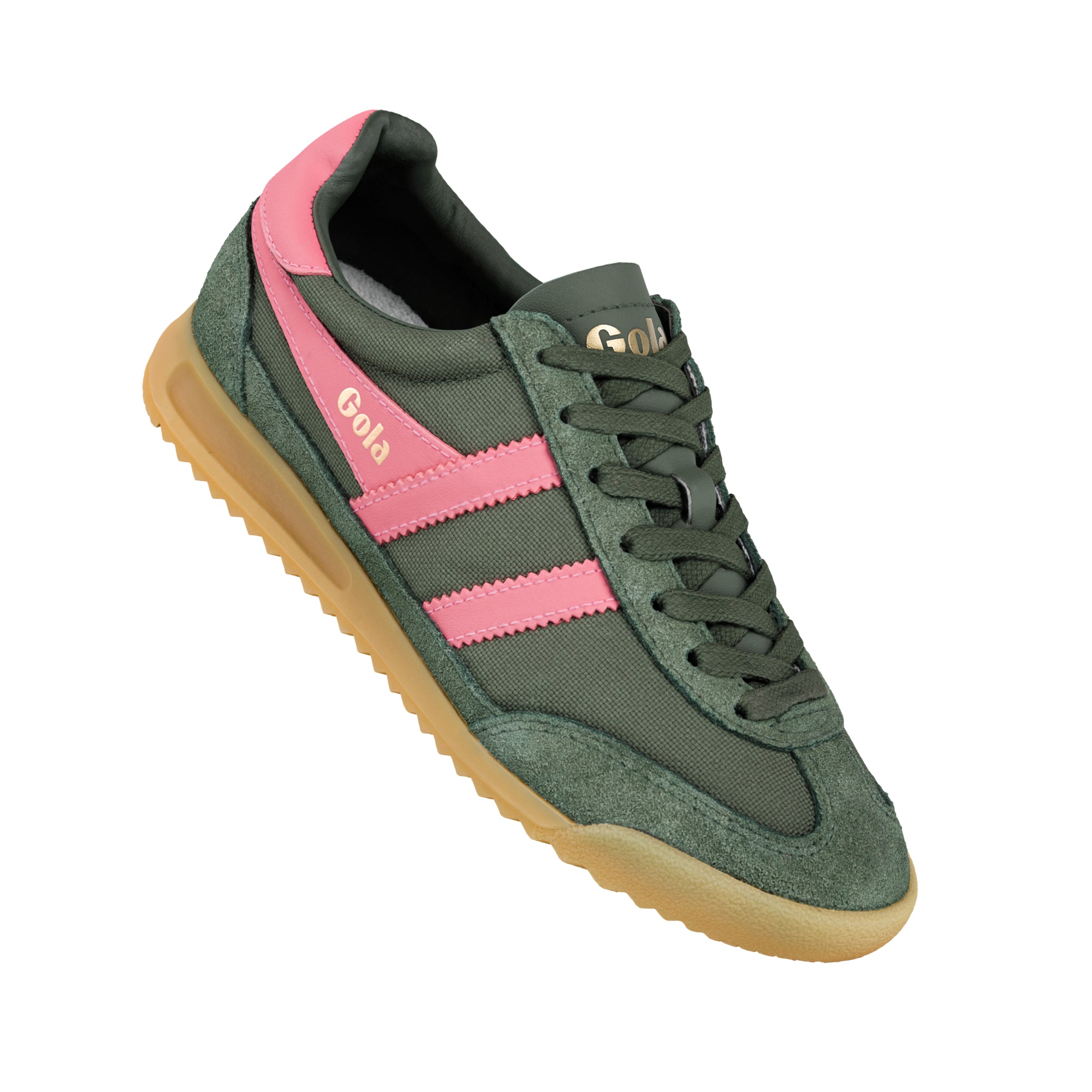 gola-tornado-damen-sneaker-dunkelkhaki-bonbonrosa-nylon-wildleder image 5