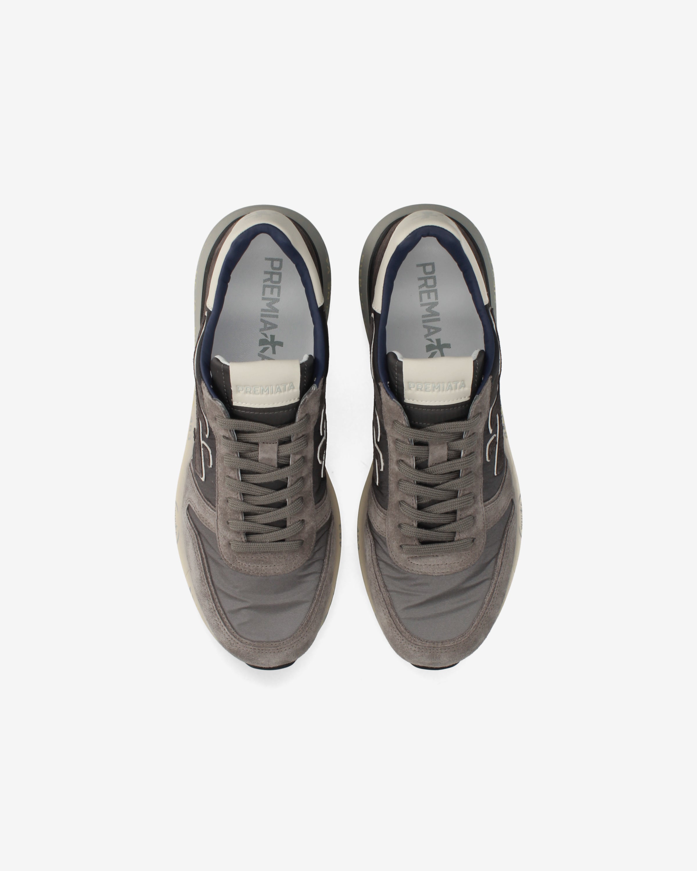 premiata-mick-8433-herren-sneaker-grau-braun-suede-mesh image 6