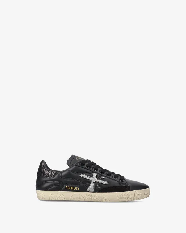 premiata-stevend-7614-sneaker-schwarz-silber-leder-mit-glitzer image 1