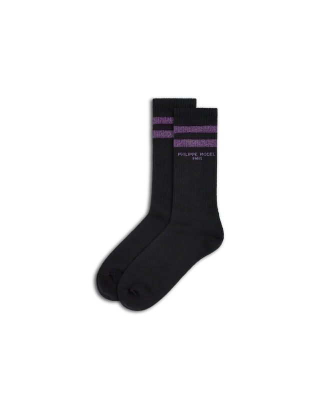 philippe-model-socken-unisex-baumwolle-schwarz-violett image 1
