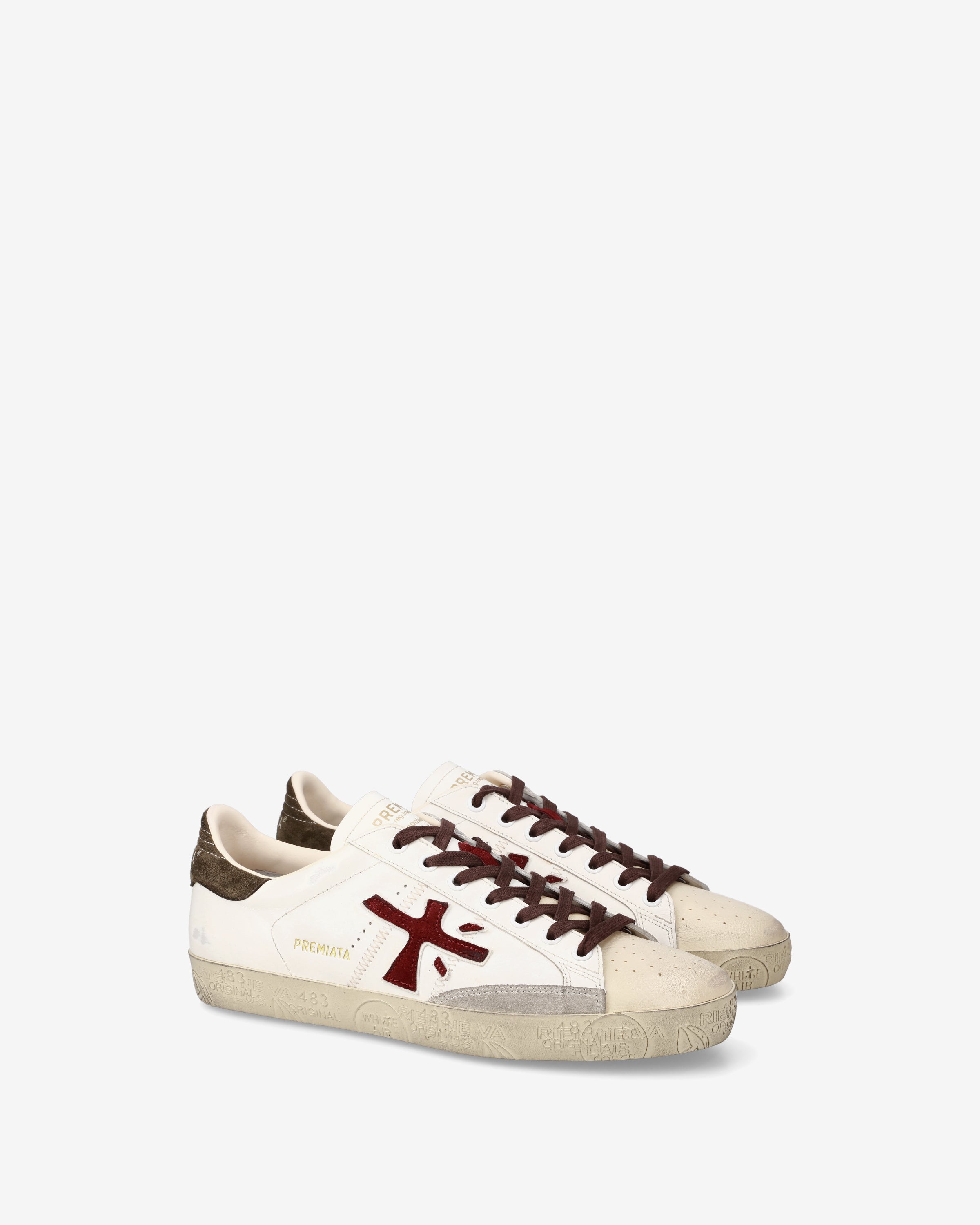 premiata-stevend-7268-damen-sneaker-creme-bordeaux image 2