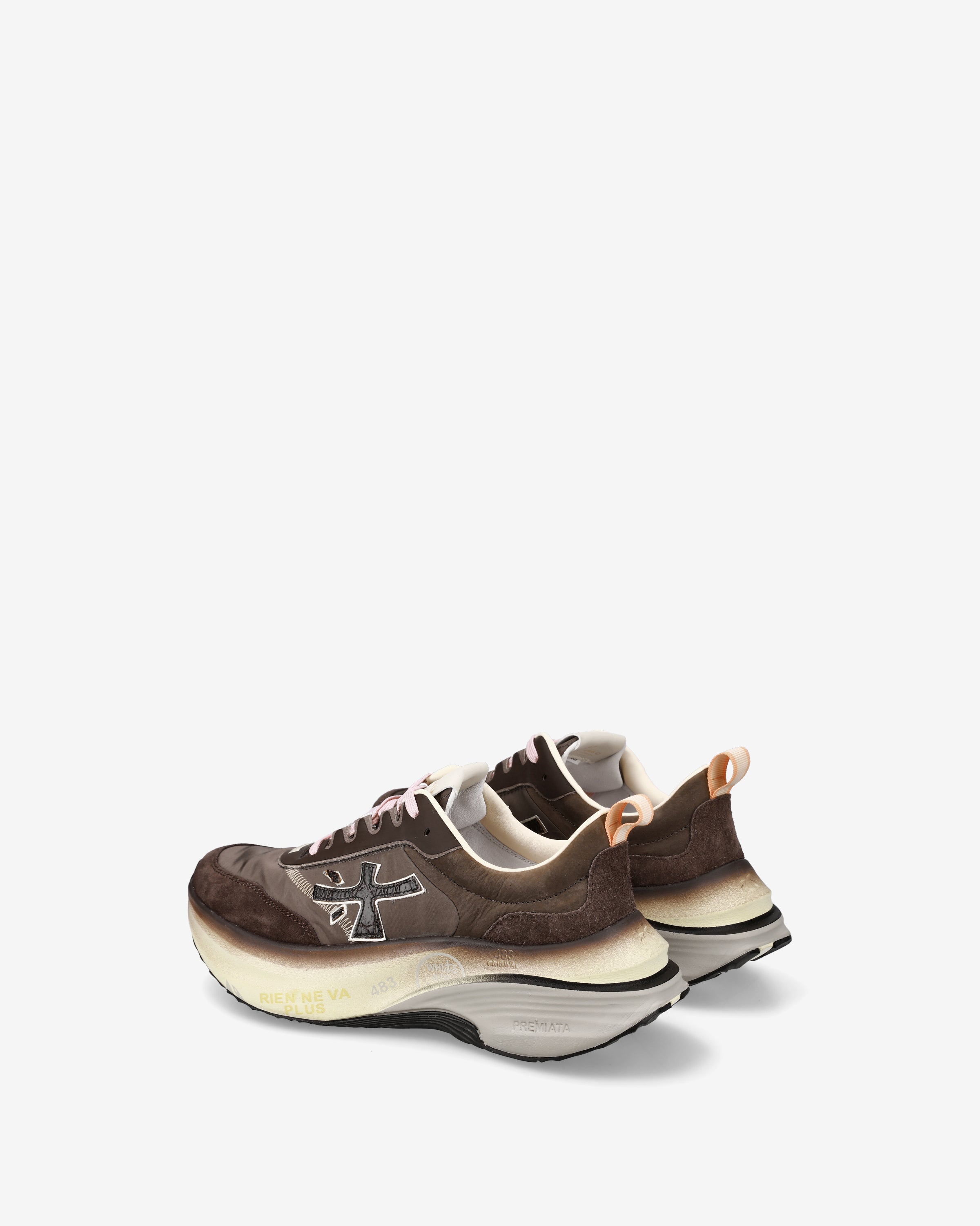 premiata-hill-7896-sneaker-braun-leder-suede-maxi-sohle image 5