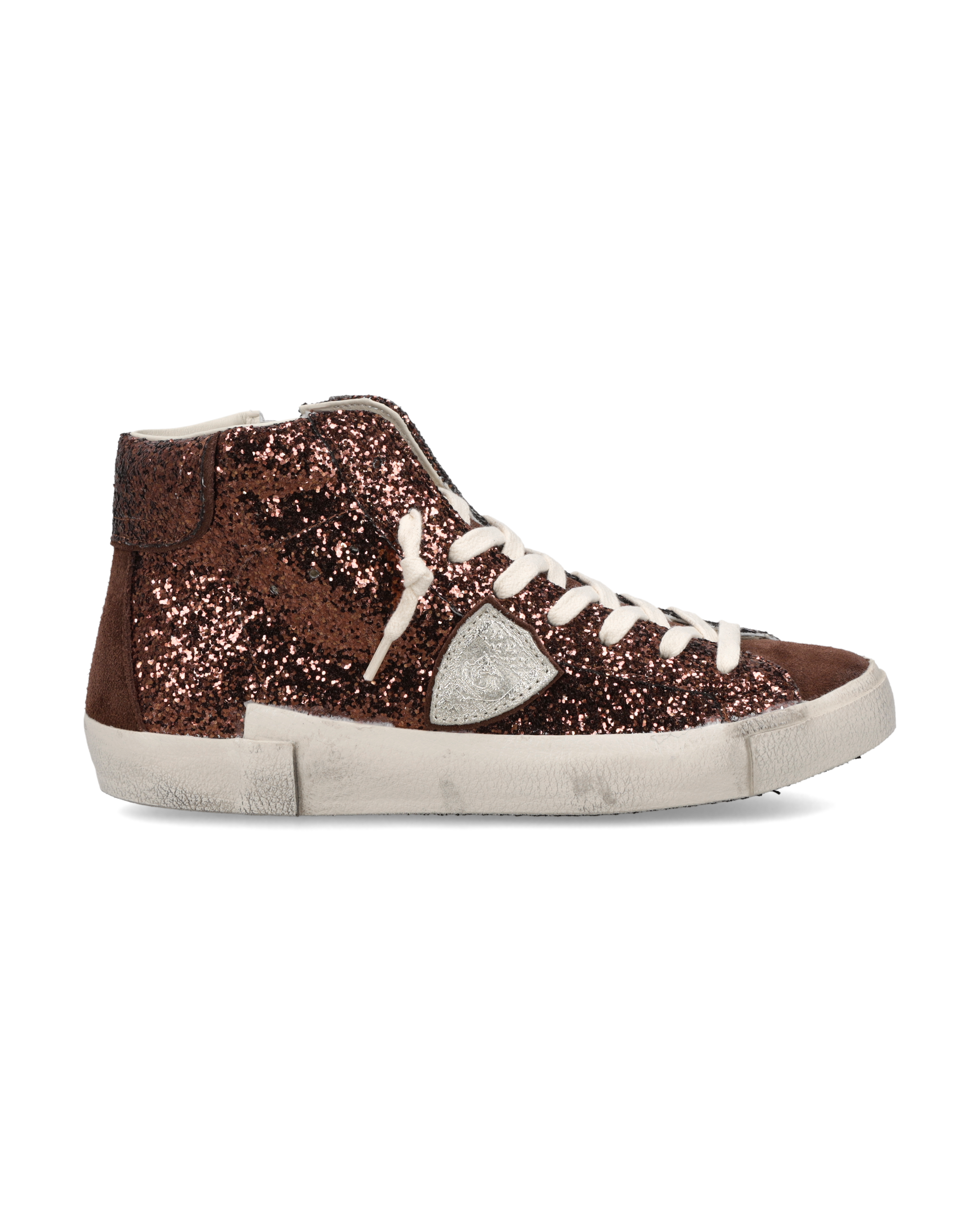 philippe-model-prsx-high-damen-sneaker-braun-platin-glitzer image 1