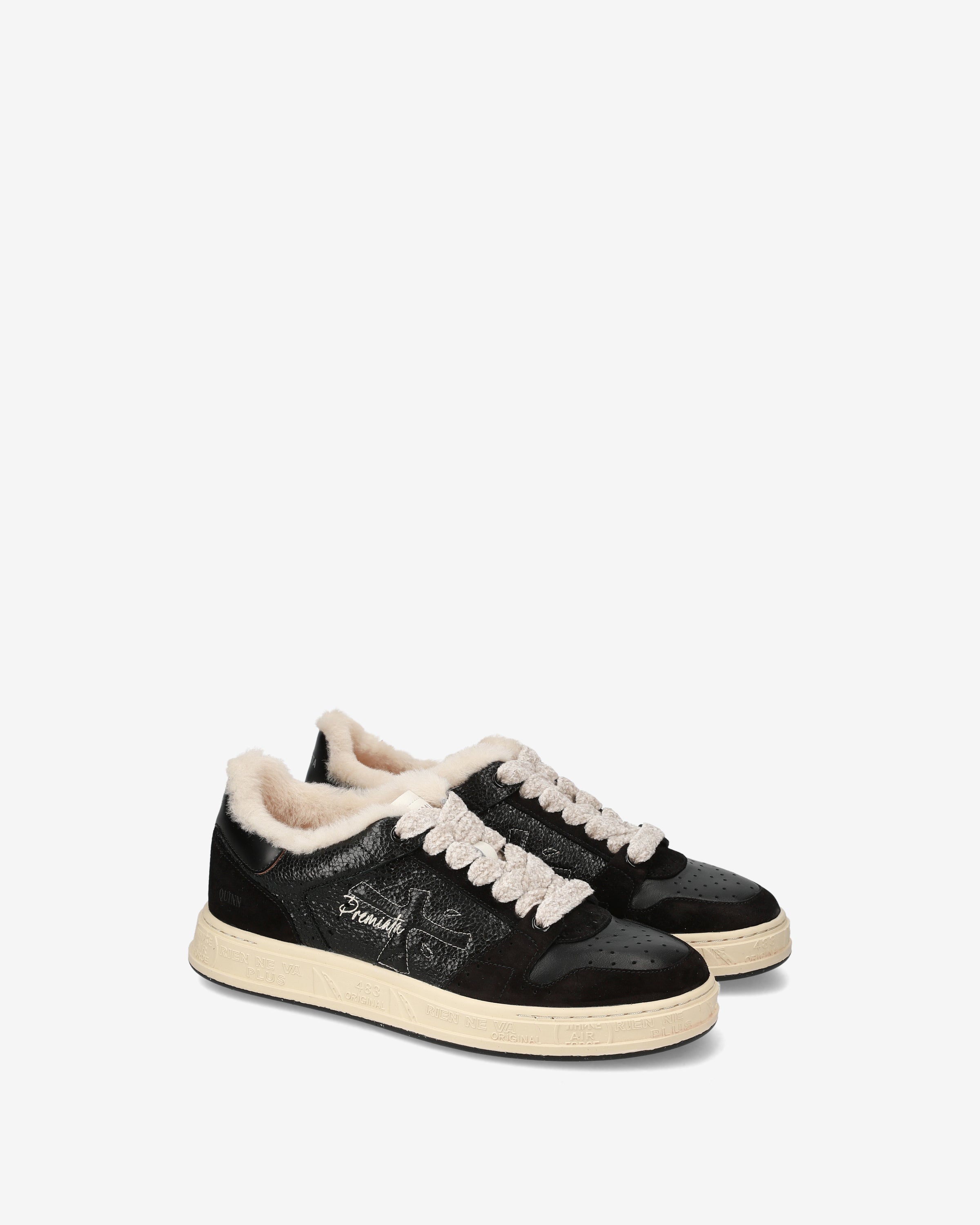 premiata-quinnd-7081m-sneaker-schwarz-leder-reptil-lammfell image 2