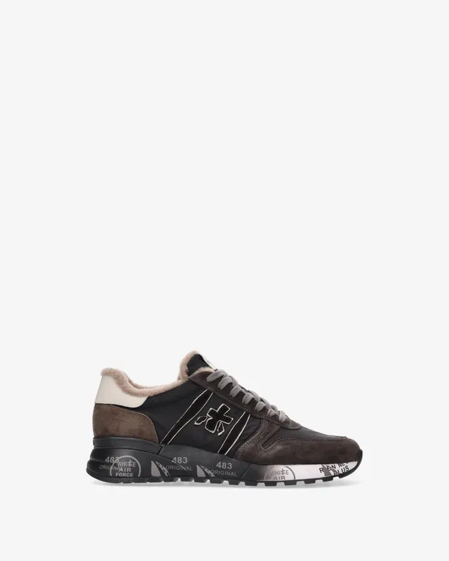premiata-lander-6103-herren-winter-sneaker-lammfell-braun-schwarz image 1