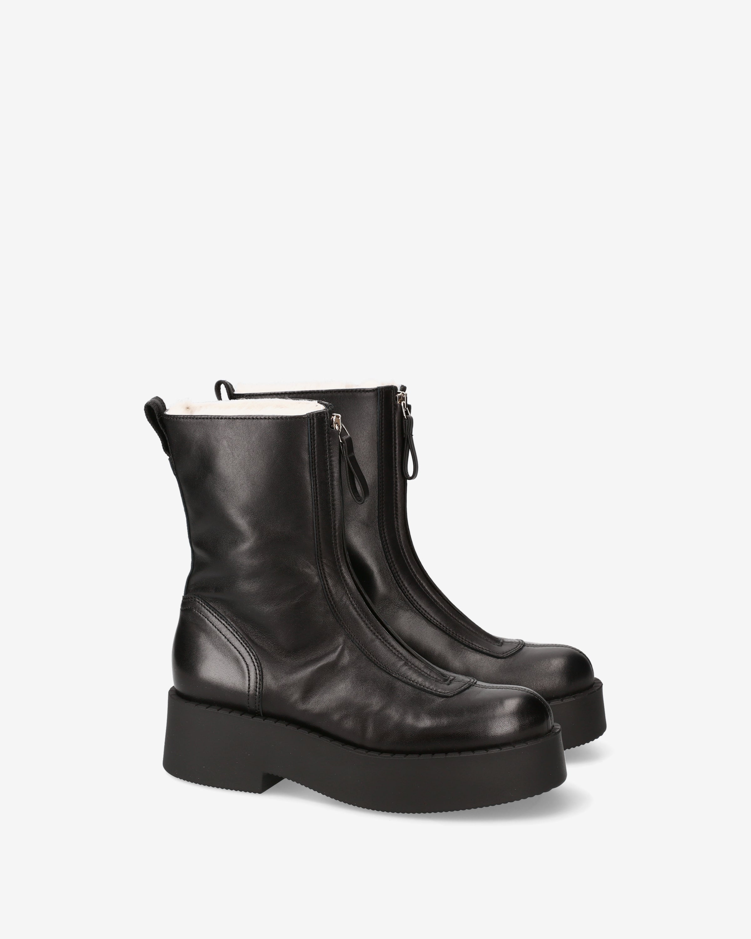 premiata-stivaletti-pelle-nera-montone-damen-platform-stiefel image 2