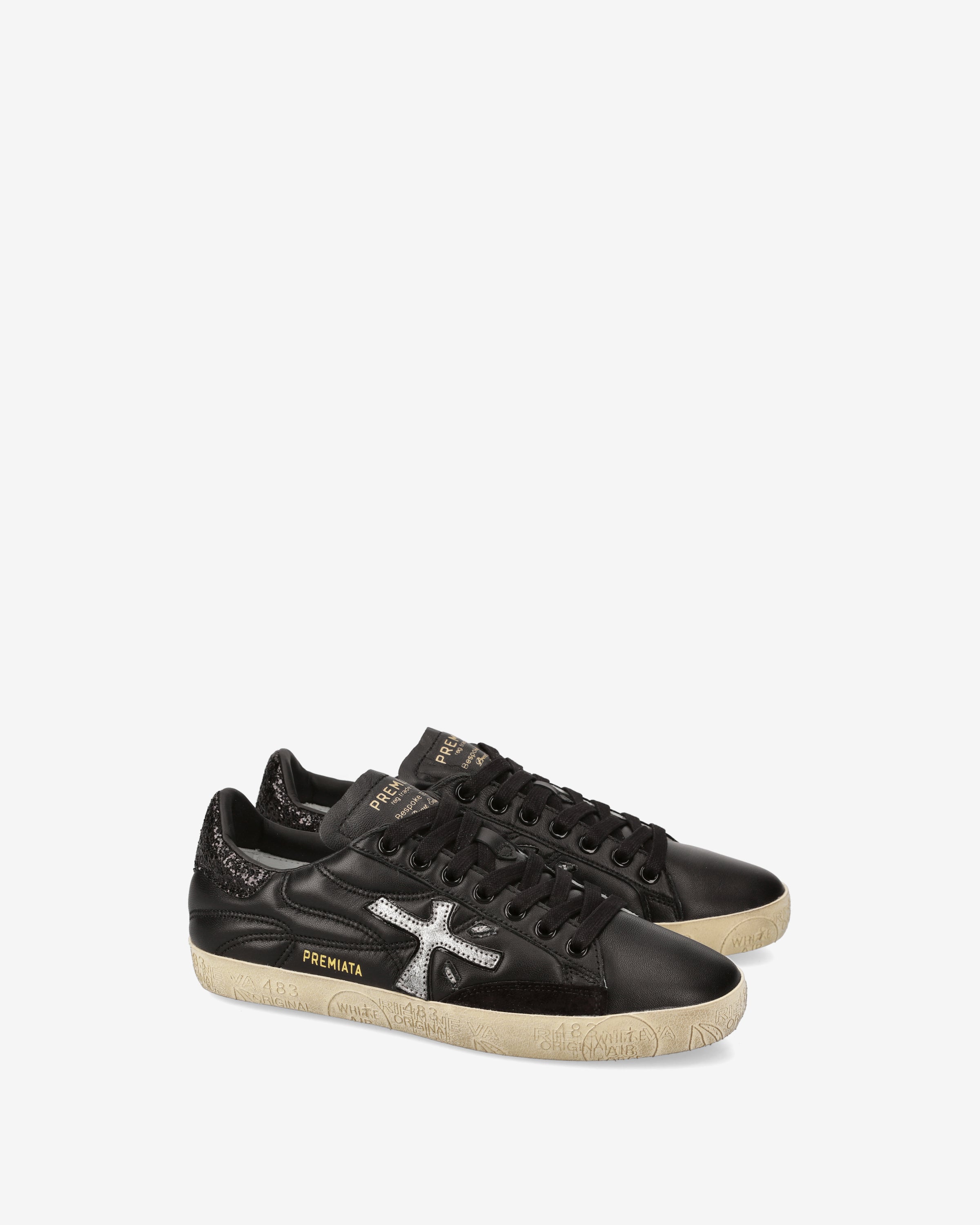 premiata-stevend-7614-sneaker-schwarz-silber-leder-mit-glitzer image 2