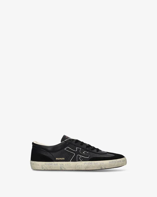premiata-david-8285-herren-sneaker-schwarz-perforiertes-leder-suede image 1