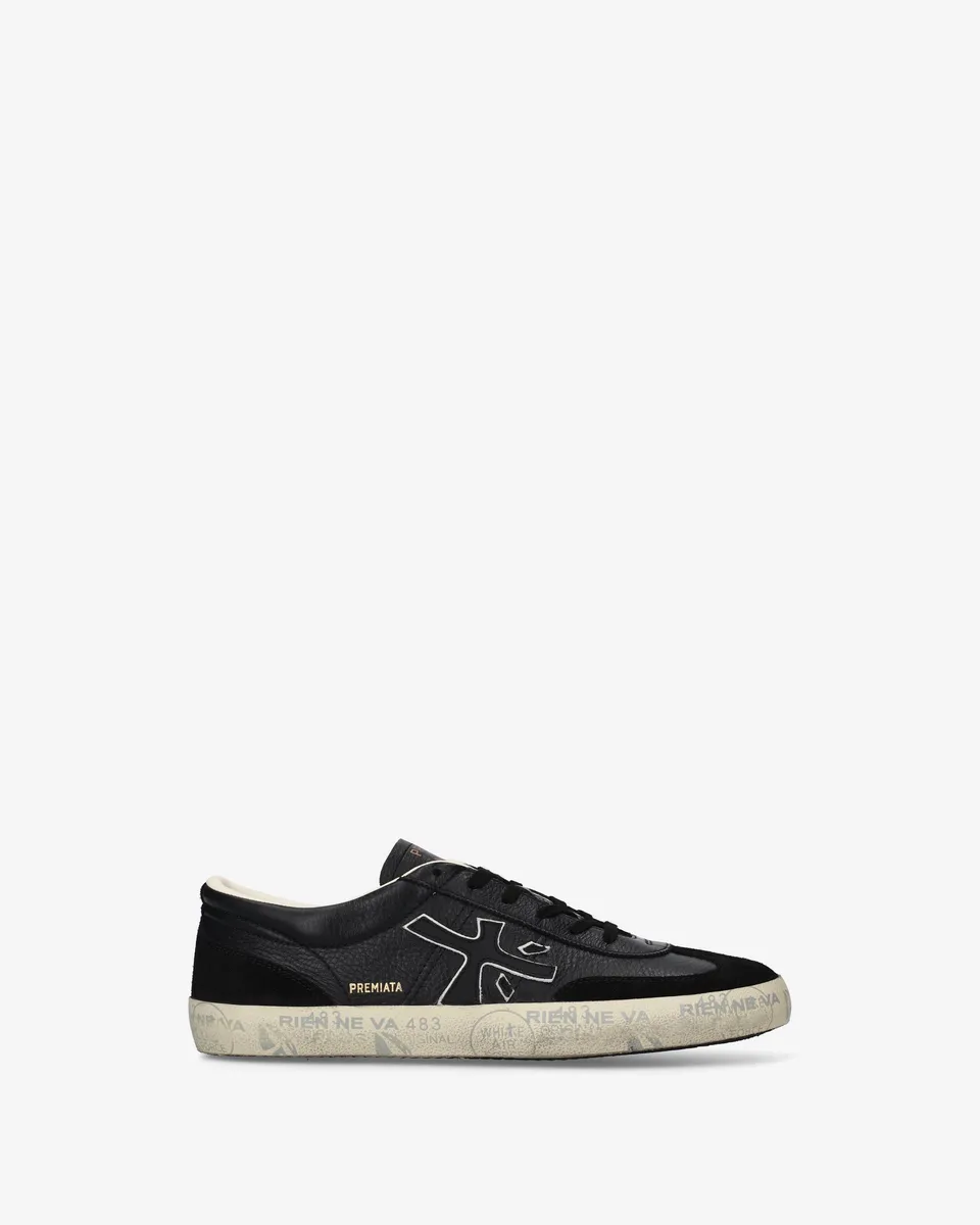 premiata-david-8285-herren-sneaker-schwarz-perforiertes-leder-suede image 1