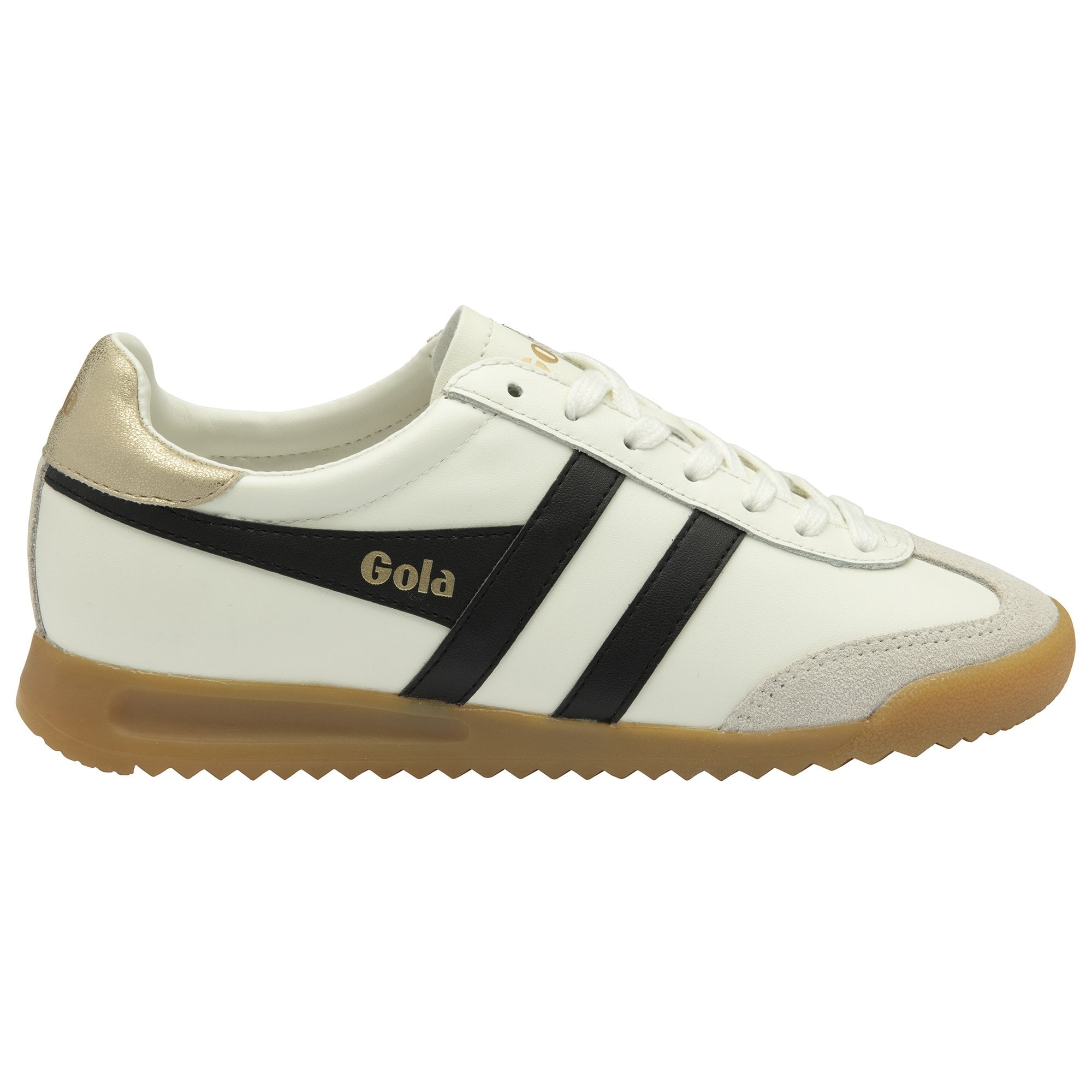 gola-torpedo-sneaker-f-r-damen-aus-leder-cremewei-schwarz-mit-goldlasche image 1