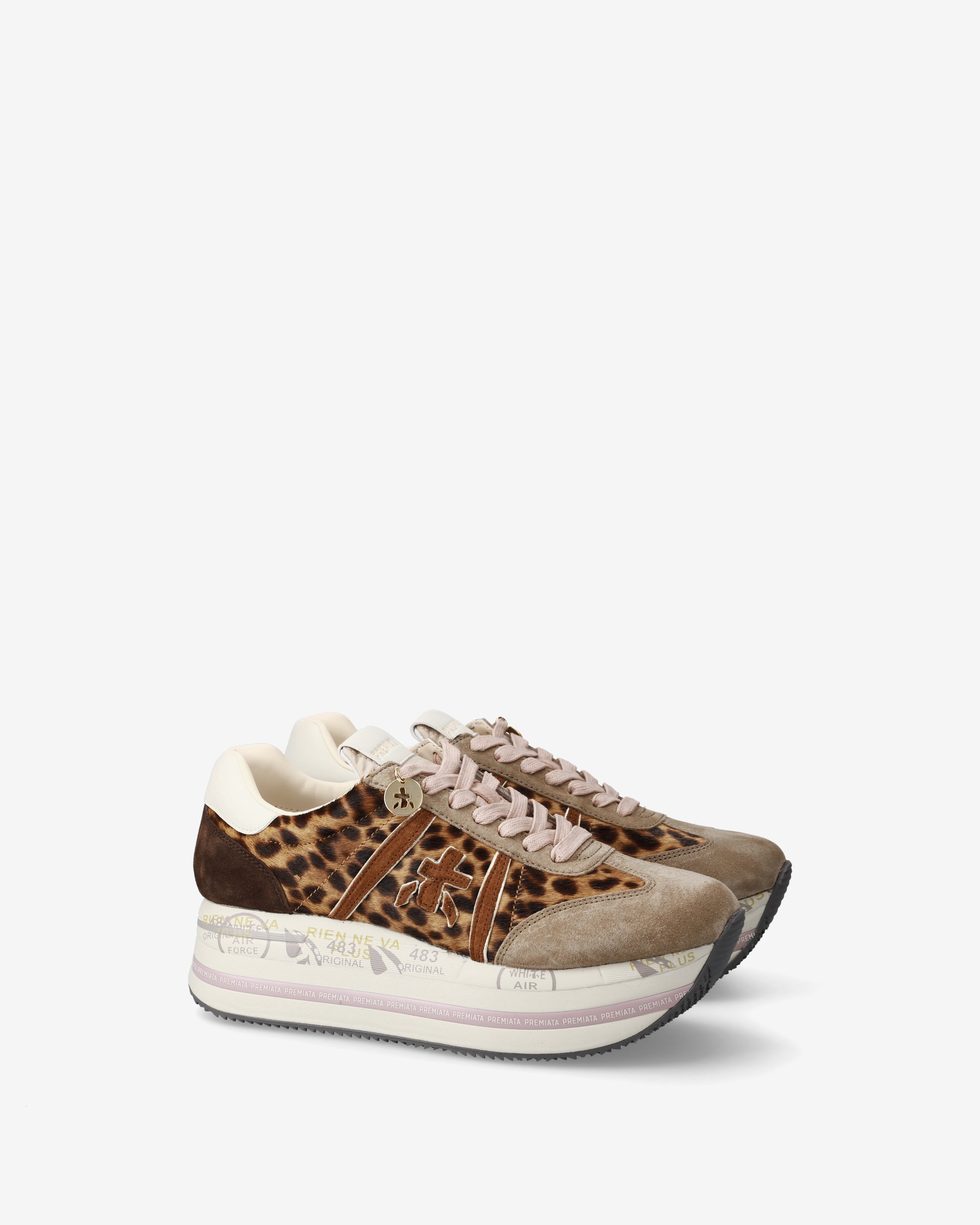 premiata-beth-7741-sneaker-beige-braun-animalier-suede-cavallino-maxi-sohle image 2