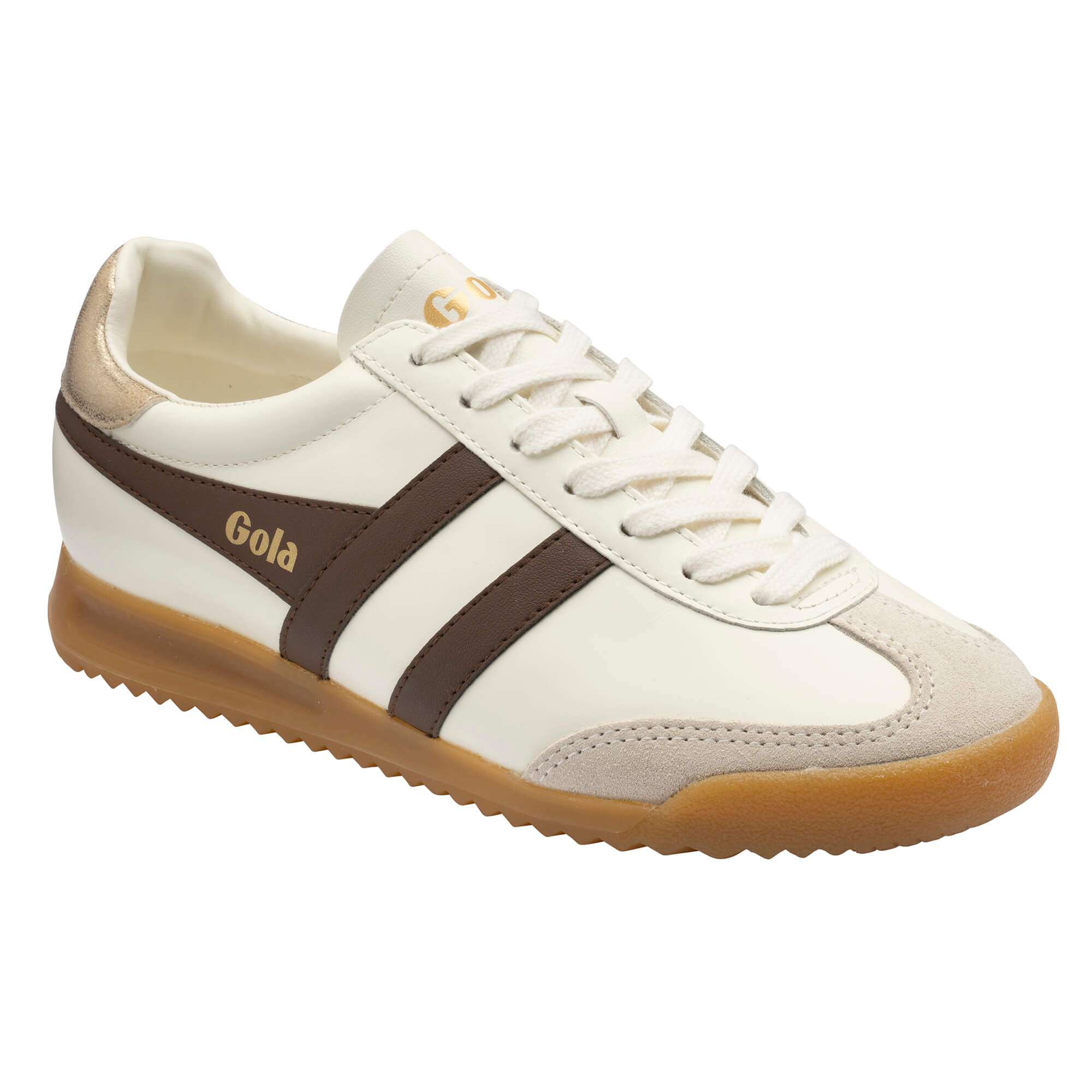 gola-torpedo-damen-sneaker-leder-off-white-dunkelbraun image 2