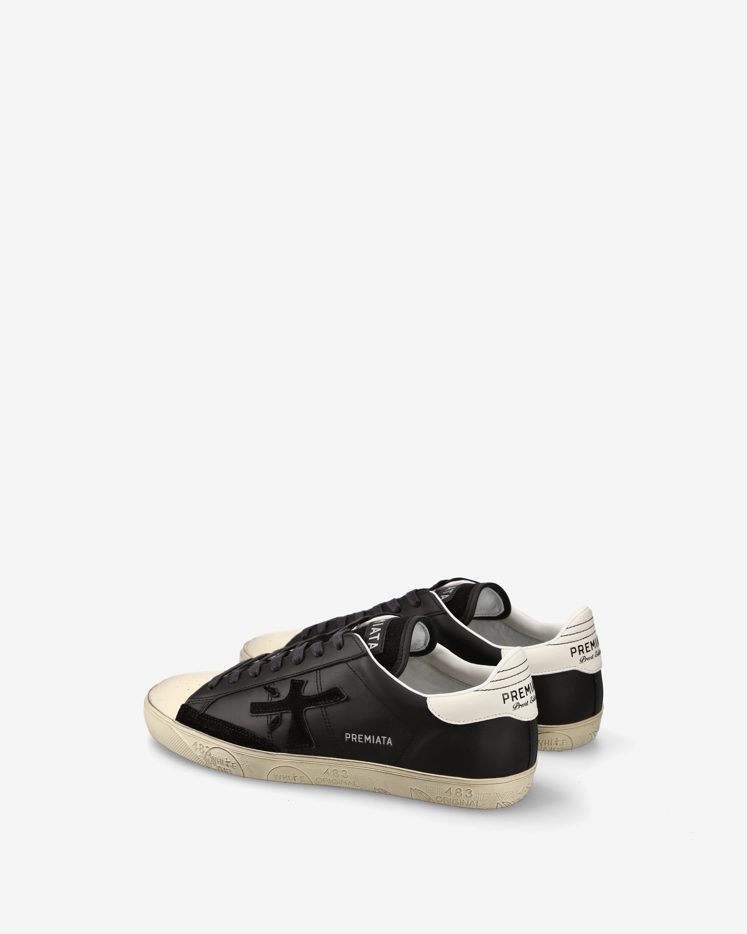 premiata-steven-7632-leder-sneaker-herren-schwarz-wei image 5