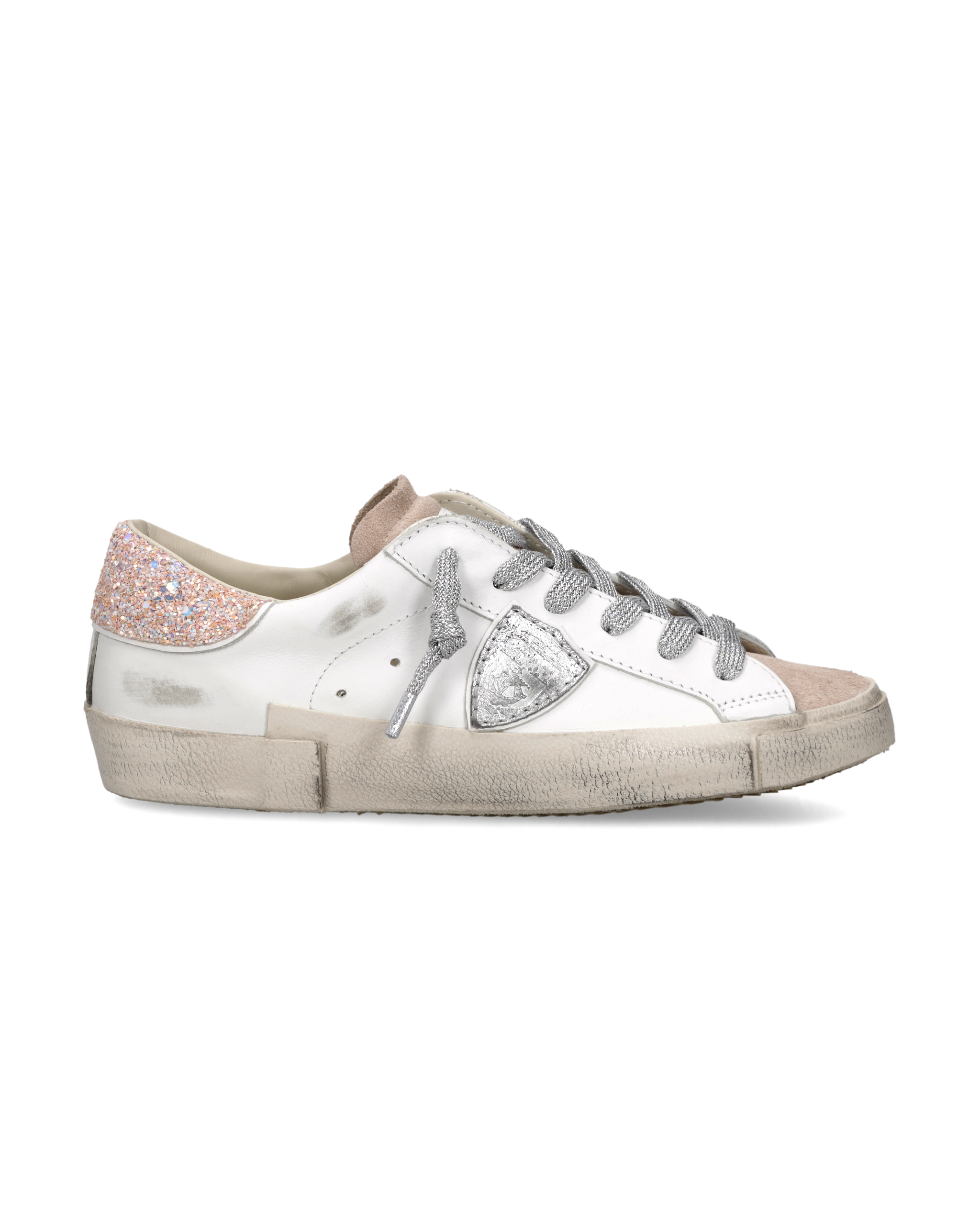 philippe-model-prsx-sneaker-damen-wei-rosa-silber-pailletten image 1
