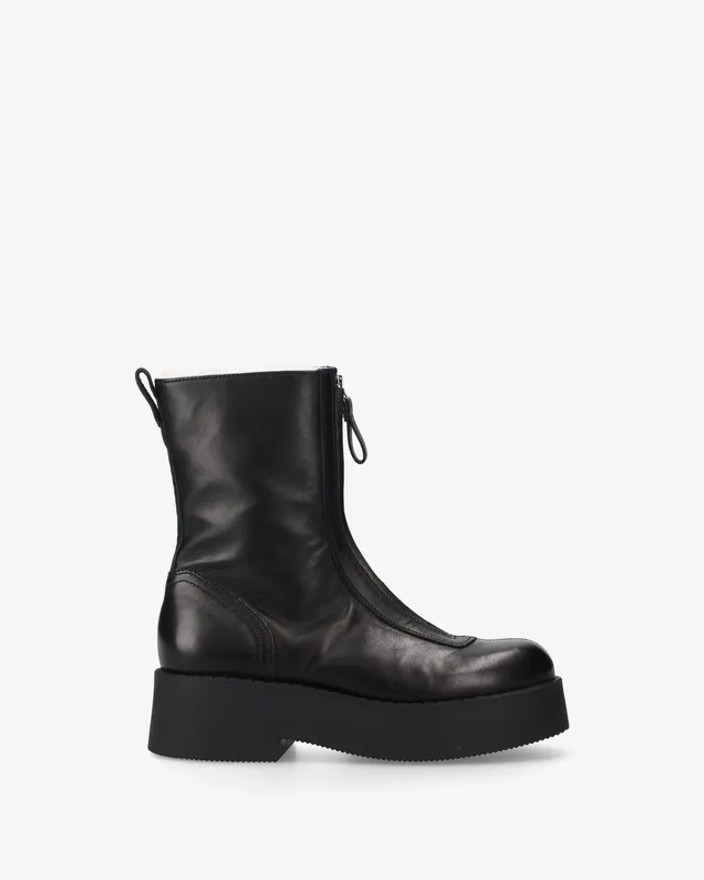 premiata-stivaletti-pelle-nera-montone-damen-platform-stiefel image 1