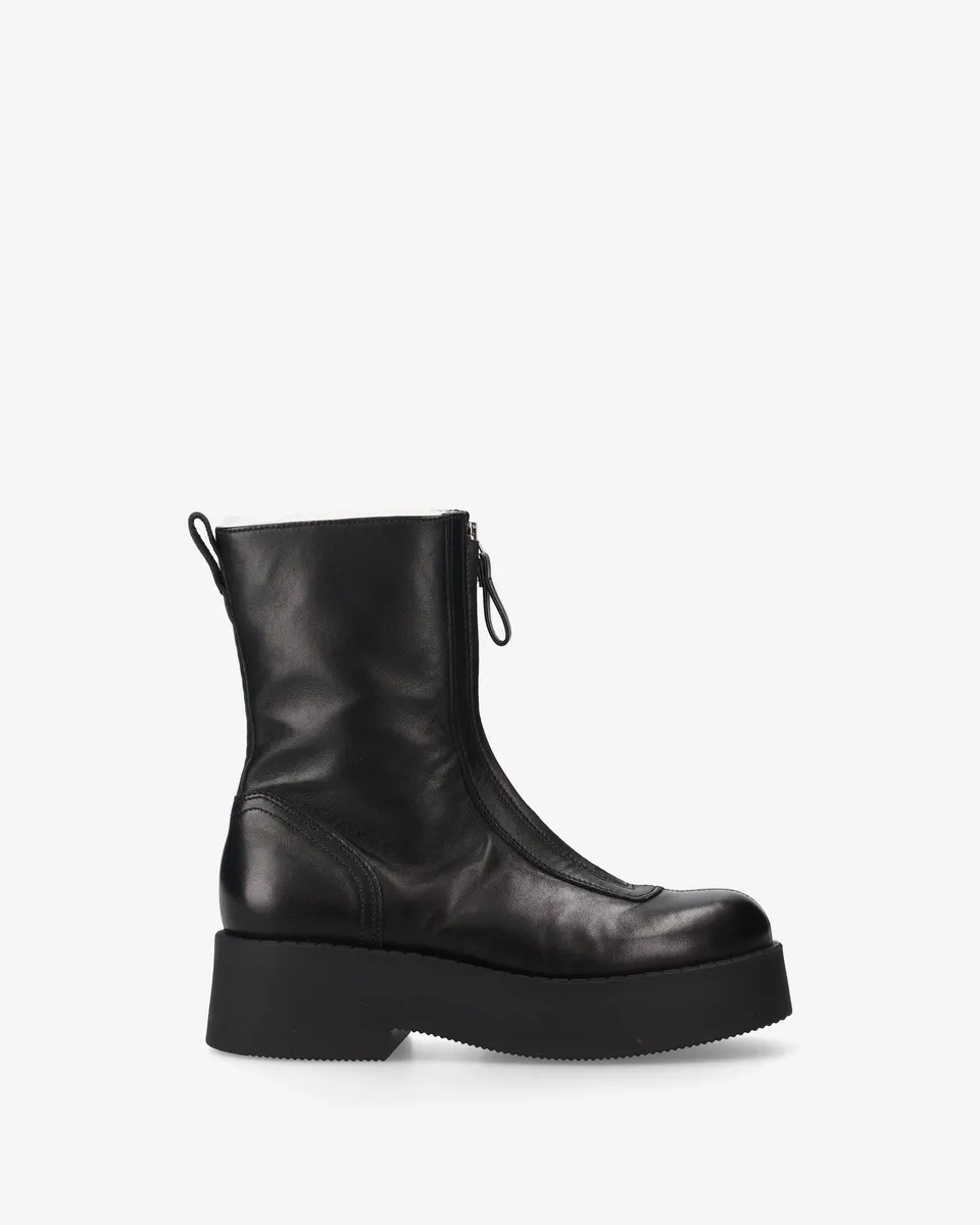 premiata-stivaletti-pelle-nera-montone-damen-platform-stiefel image 1