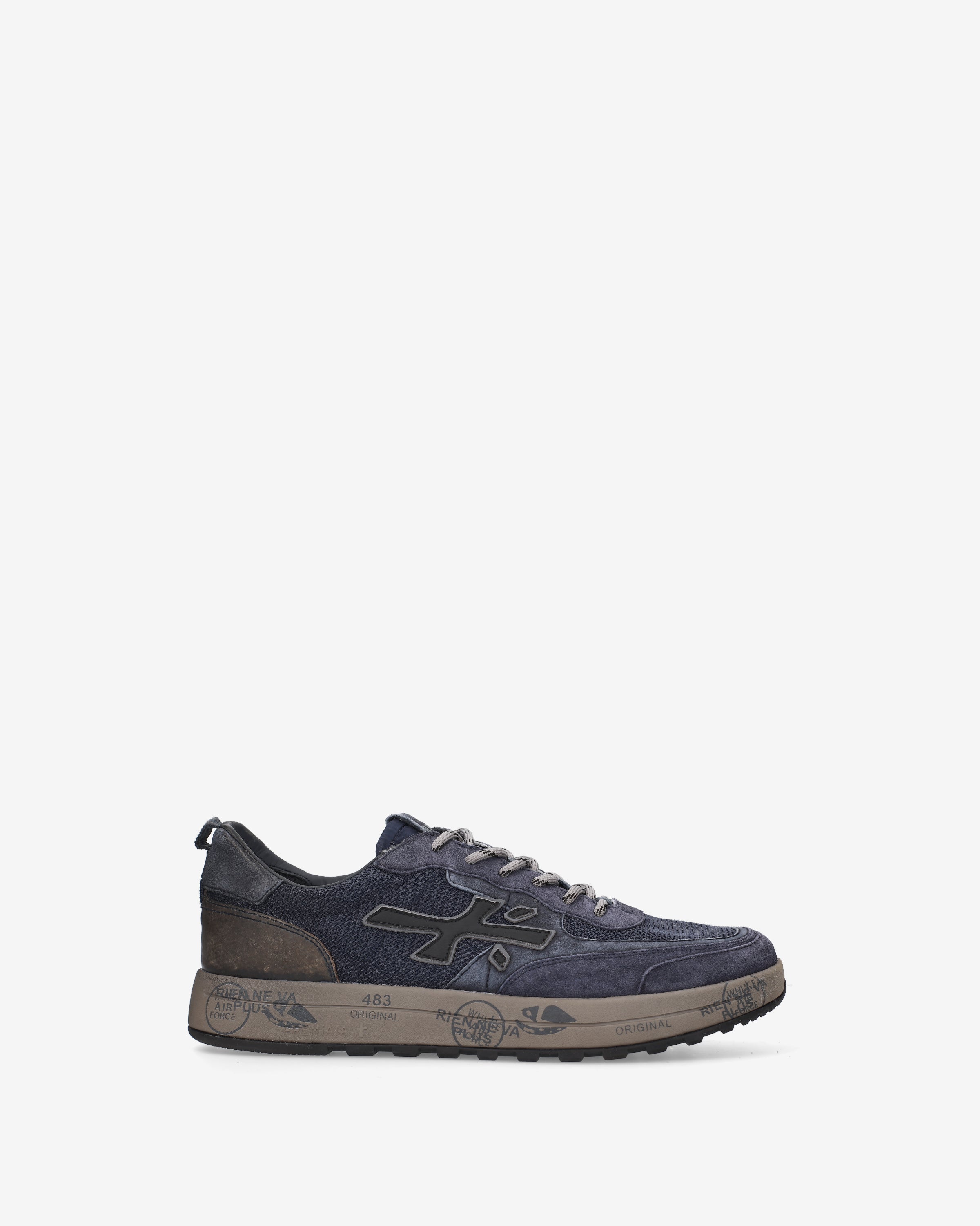 premiata-nous-8460-sneaker-navy-braun-suede-leder image 1