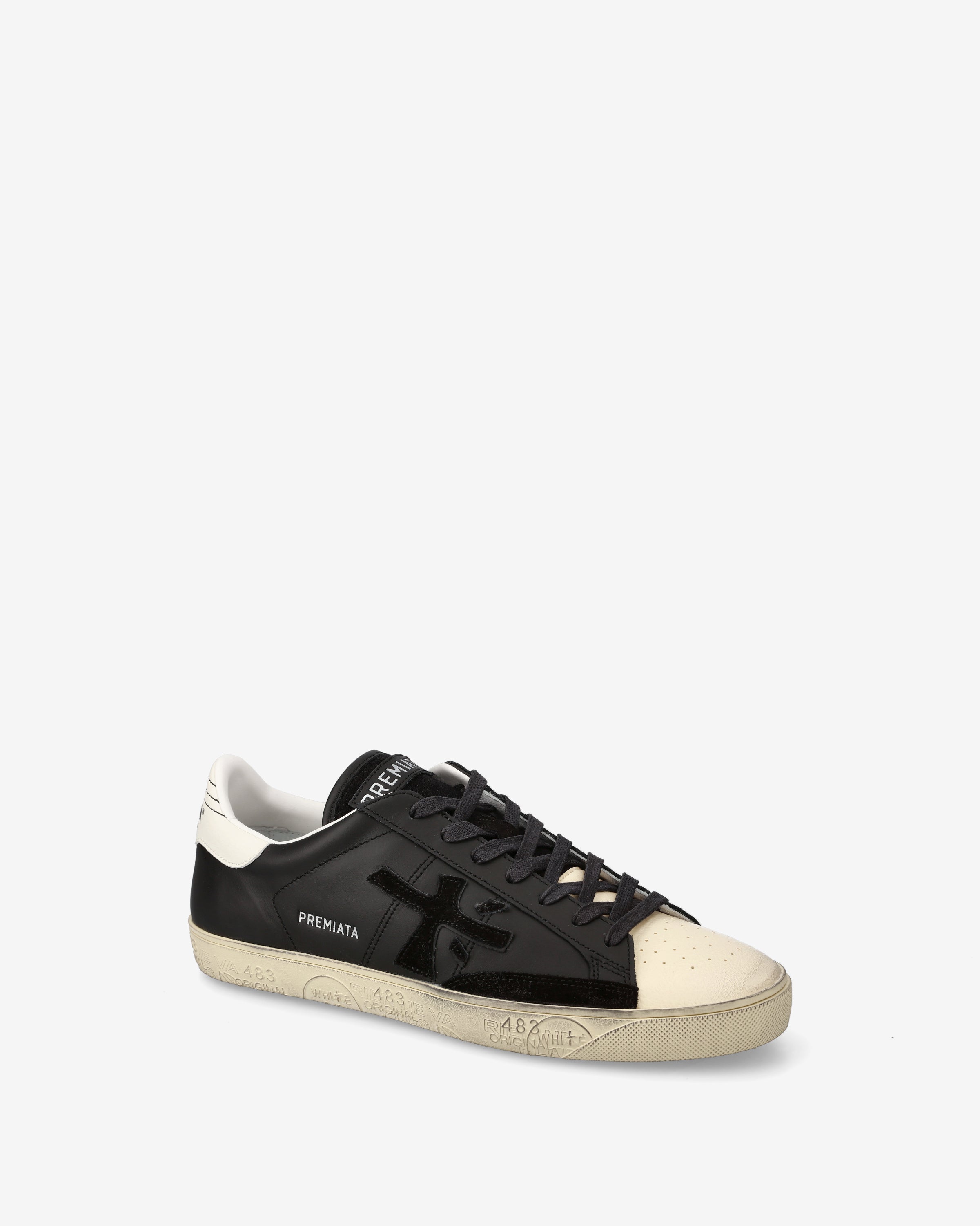 premiata-steven-7632-leder-sneaker-herren-schwarz-wei image 4
