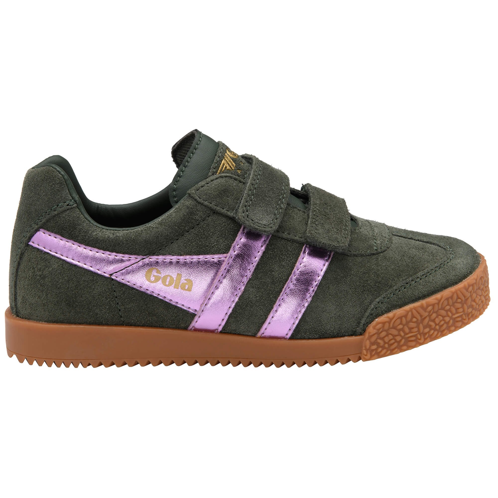 gola-harrier-glitzer-kinder-sneaker-khaki-lila-klett image 1
