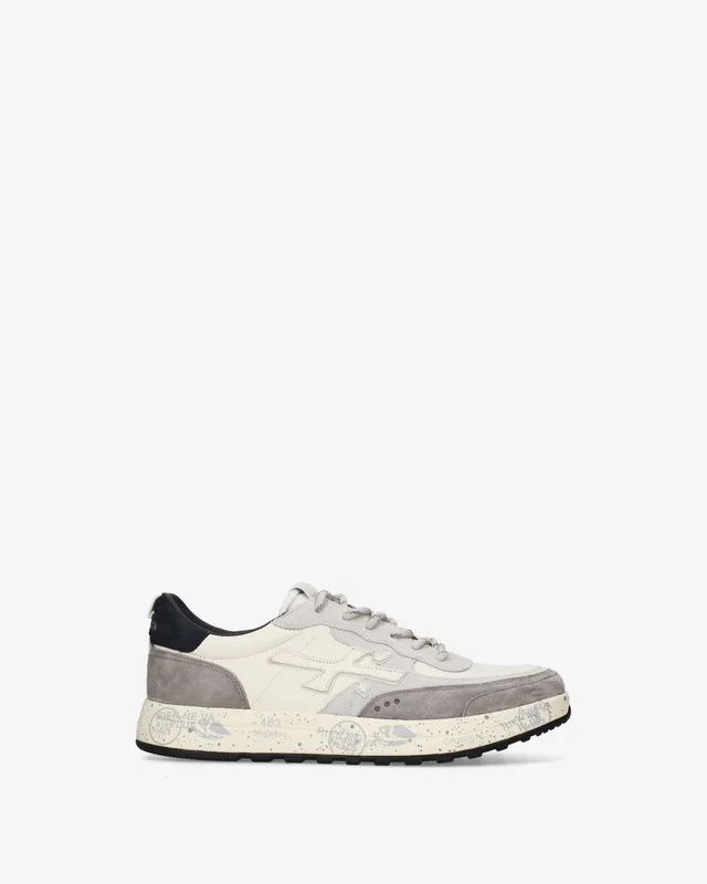premiata-nous-8466-herren-sneaker-leder-suede-wei-panna-navy image 1