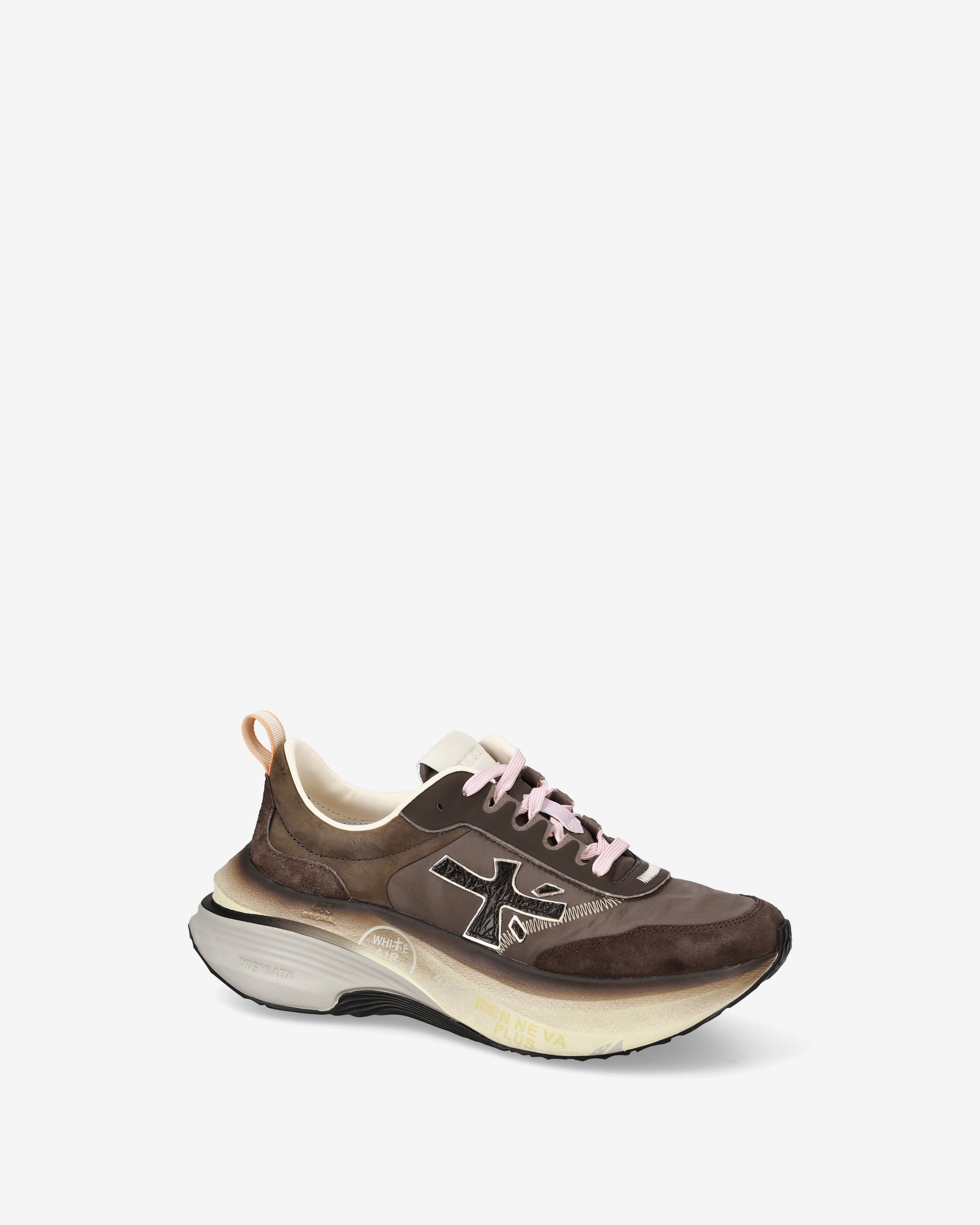 premiata-hill-7896-sneaker-braun-leder-suede-maxi-sohle image 4