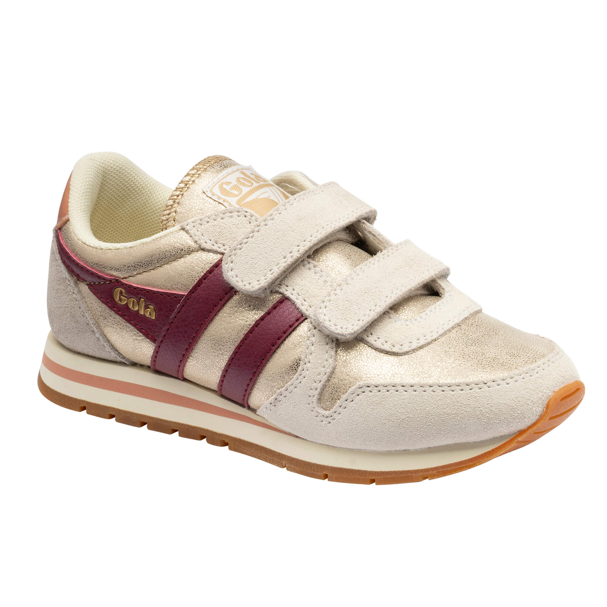 gola-daytona-blaze-strap-sneaker-f-r-kinder-metallic-gold-mit-cerise-terracotta image 2