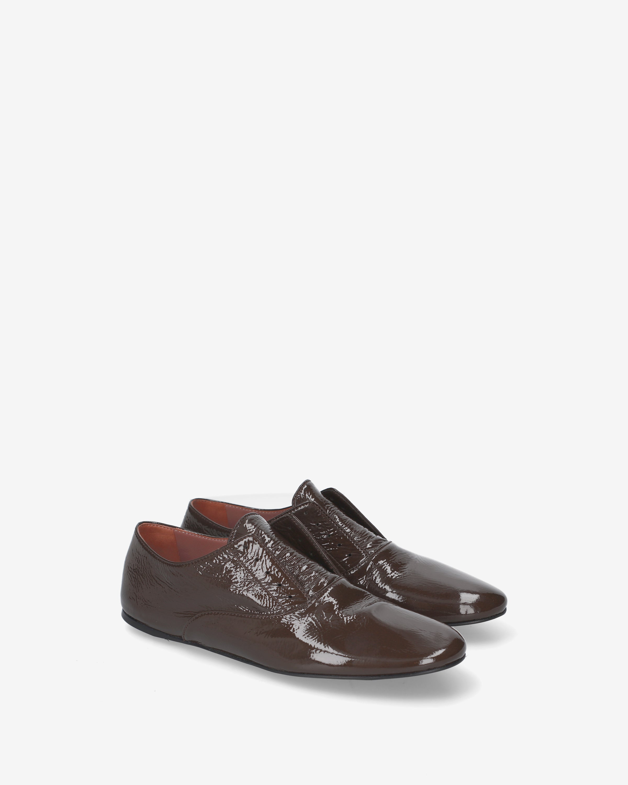 premiata-mocassino-vernice-brown-slipper-damen image 2
