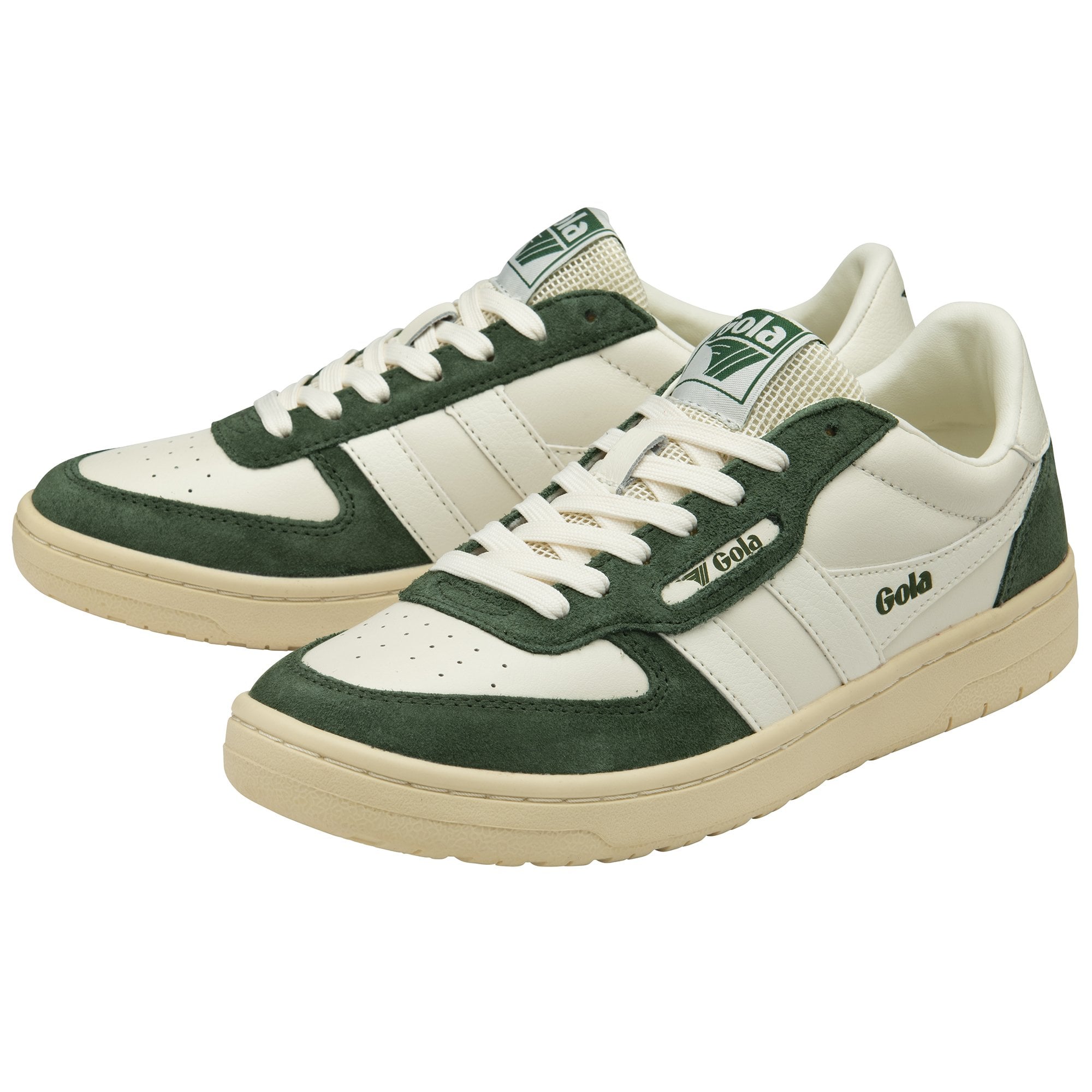 gola-hawk-89-damen-sneaker-retro-court-sneaker-mit-gr-nen-wildleder-akzenten image 3